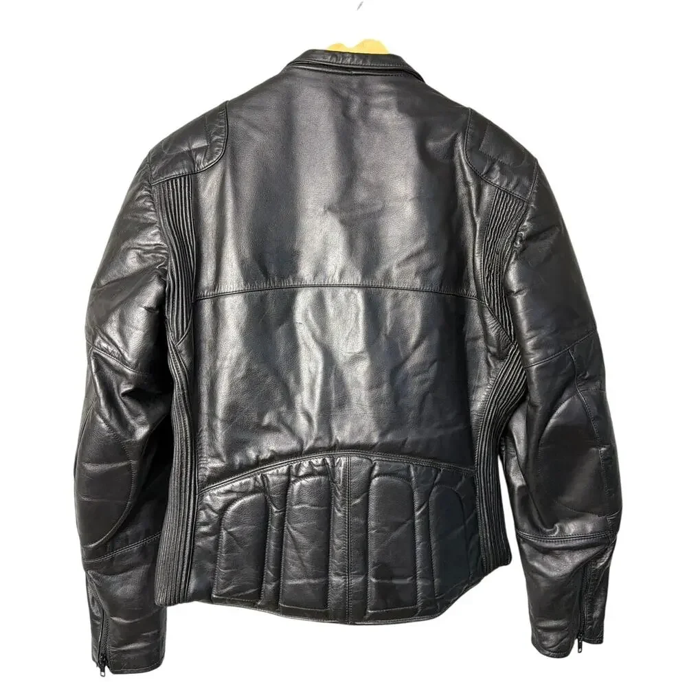 Vintage 1998 Wilsons Leather Moto Jacket Mens 40 Black Biker Y2K Motorcycle